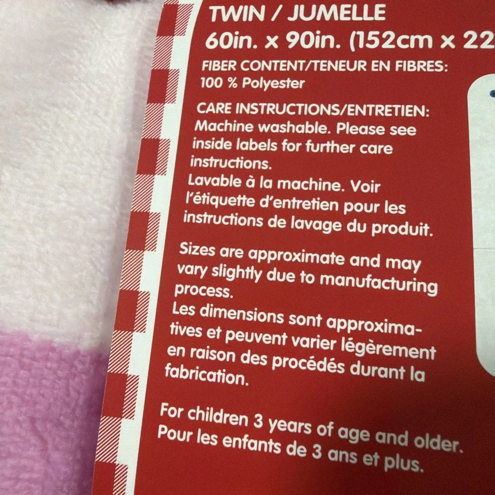 Hello‎ Kitty Christmas Pink Sherpa Backed Twin Blanket NWT/Box 60x90